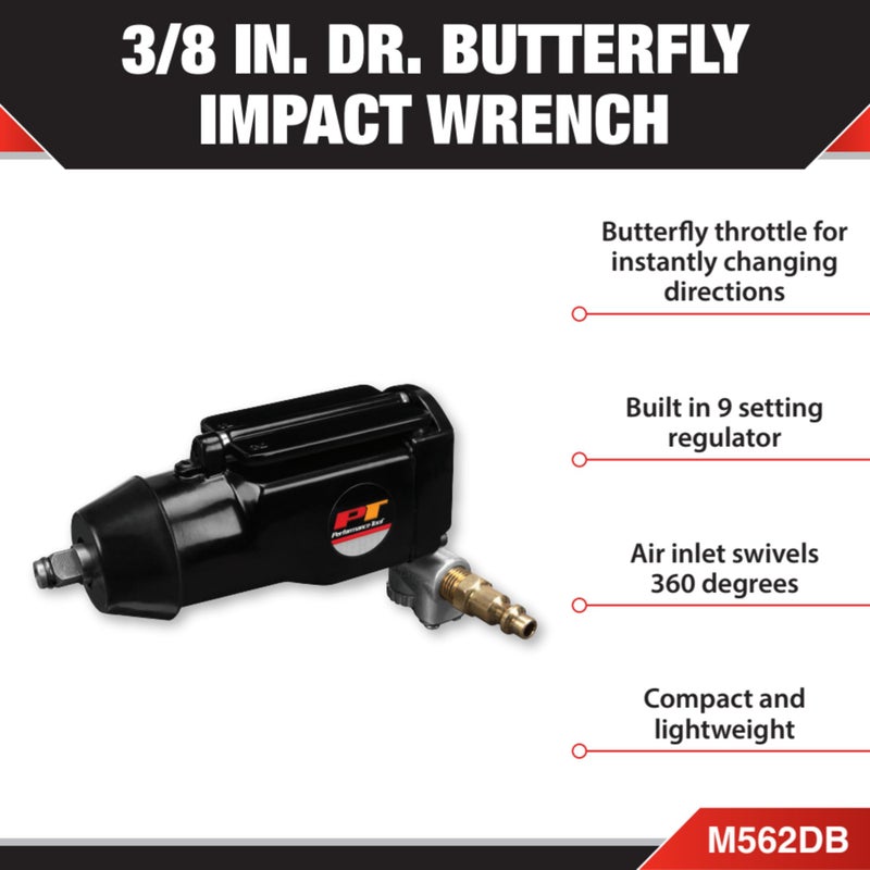 Performance Tool M562DB 3/8-Inch Drive Butterfly Impact Wrench, Working Torque: 20-75ft/lbs , Black - Image 2